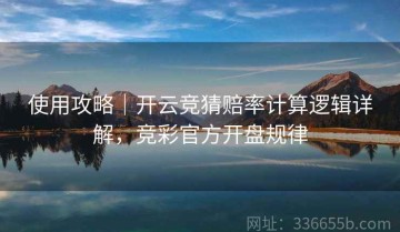 使用攻略｜开云竞猜赔率计算逻辑详解，竞彩官方开盘规律