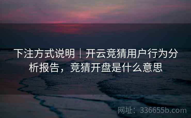 下注方式说明|开云竞猜用户行为分析报告,竞猜开盘是什么意思 下注方式说明|开云竞猜用户行为分析报告,竞猜开盘是什么意思